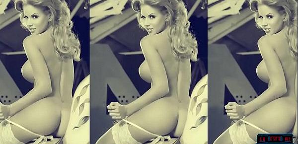  Two big fake tits blonde Playboy models stripteasing